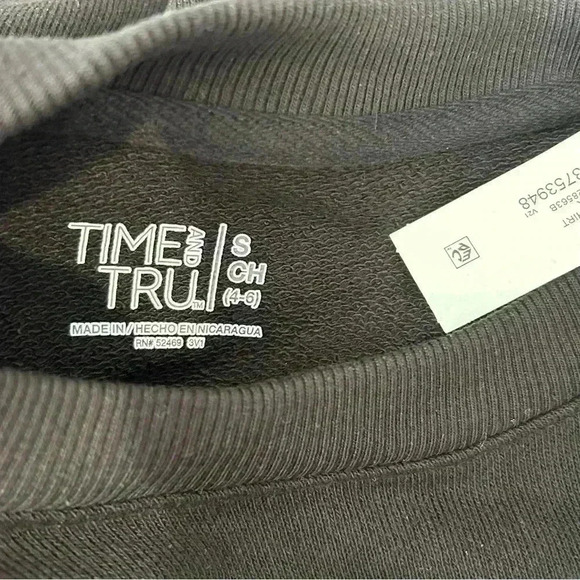 Time & Tru Viral Sweatshirt Women Size S Black Crew Neck Pullover NWT Casual - Picture 5 of 6